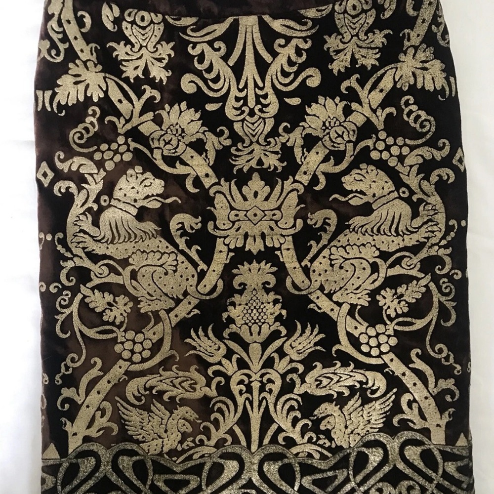 Roberto Cavalli Gold Ornate Pencil Skirt 2006